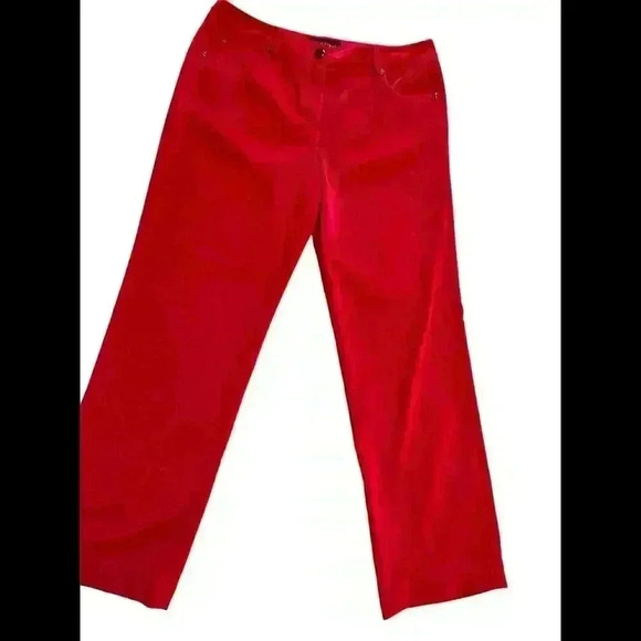 Larry Levine Pants - Women's Larry Levine Corduroy Pocket Jeans, Red, Size 10